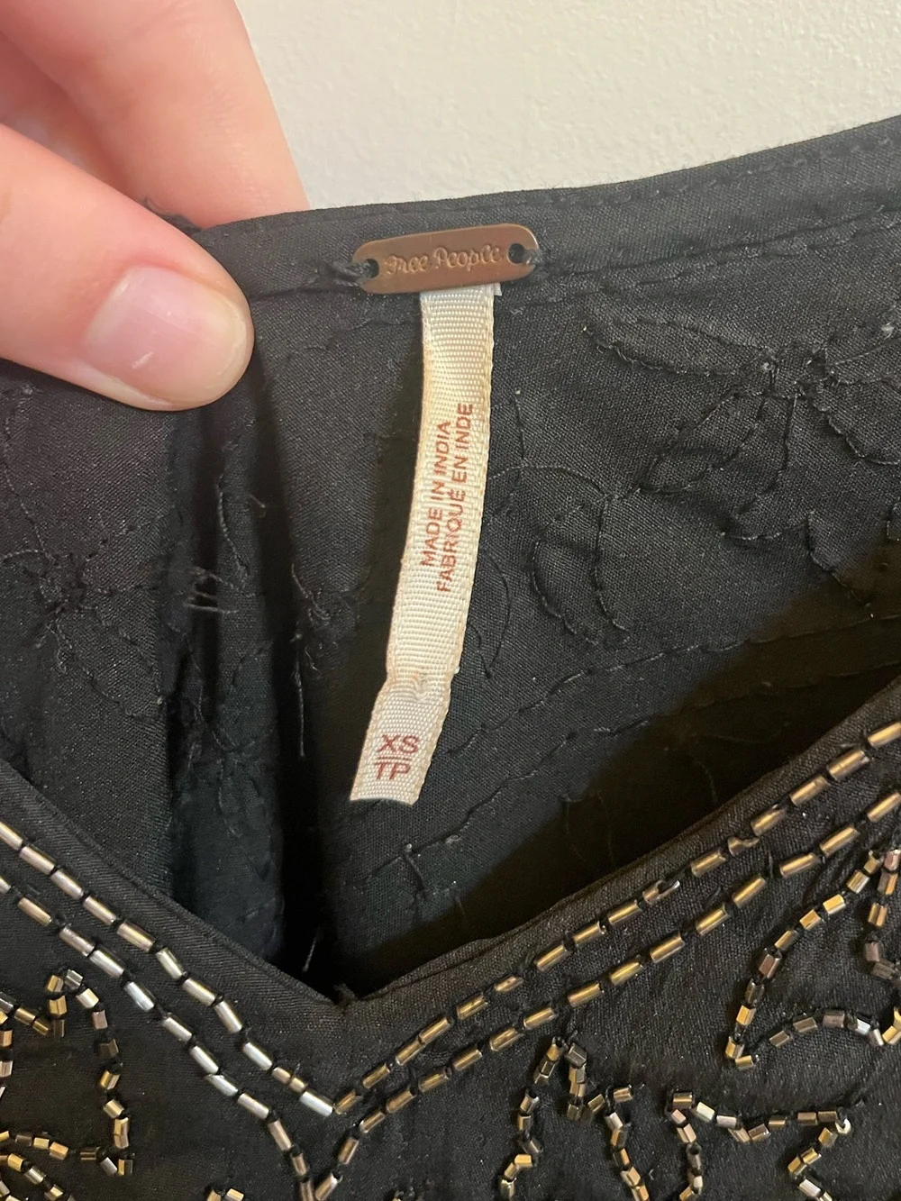 Free People Black Beaded Slip